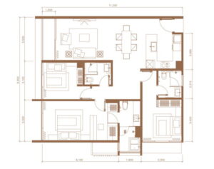 3 bedrooms & 3 bathrooms with built-up area 1,232 sq ft