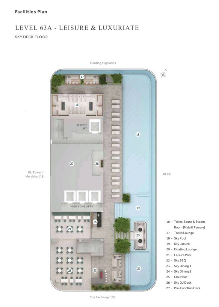 Clouthaus sky deck, pools, jacuzzi, sky lounge, barbeque zone